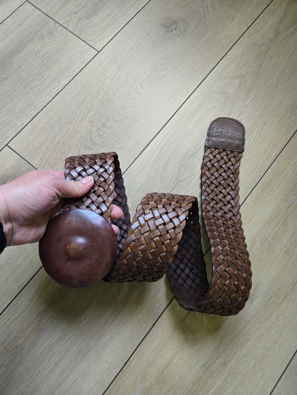 Vintage-style Braided Leather Belt